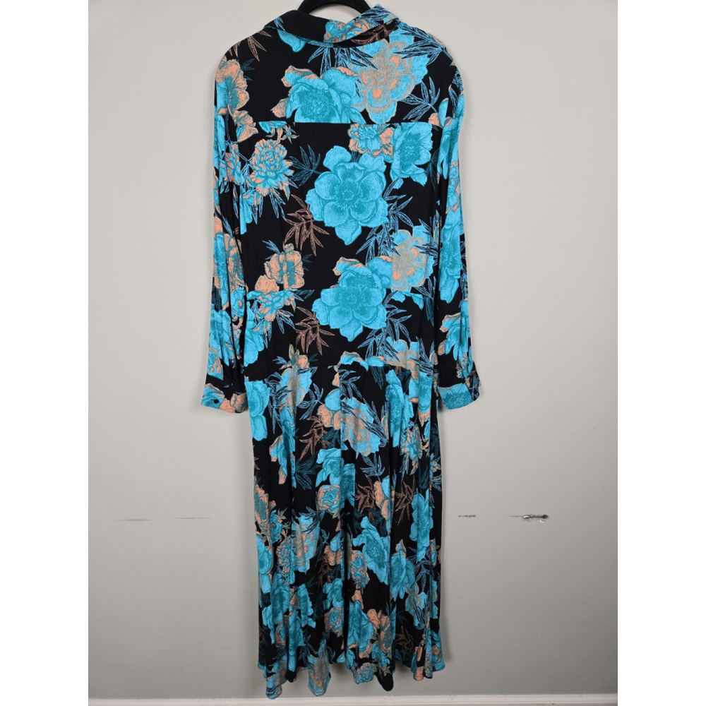 Soft Surroundings Womens Rosalinda Maxi Dress Large Blue Floral Resort Vacation - Picture 2 of 7